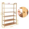 6 Tier Bamboo Shoe Rack Organizer Shoe Self Storage Entryway Standing Shelf Shoe Tower