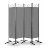 6FT 4-Fold Top With Shape 160g Polyester Cloth Plastic Feet Carbon Steel Frame Foldable Screen Gray