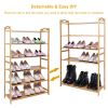 6 Tier Bamboo Shoe Rack Organizer Shoe Self Storage Entryway Standing Shelf Shoe Tower