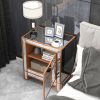 Modern Mirrored Nightstand with 2 Storage Cabinets for Living Room/Bedroom,Crystal Knobs