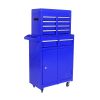 Detachable 4 Drawer Tool Chest with Bottom Cabinet and one Adjustable Shelf--Blue