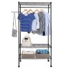 3-Tier Closet Organizer Metal Garment Rack Portable Clothes Hanger Home Shelf RT