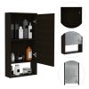 Mariana Medicine Cabinet; One External Shelf; Single Door Mirror Two Internal Shelves -Black