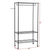 3-Tier Closet Organizer Metal Garment Rack Portable Clothes Hanger Home Shelf RT