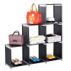 Multifunctional Assembled 3 Tiers 6 Compartments Storage Shelf Black