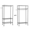 3-Tier Closet Organizer Metal Garment Rack Portable Clothes Hanger Home Shelf RT