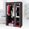 67" Portable Clothes Closet Wardrobe with Non-woven Fabric and Hanging Rod Quick and Easy to Assemble Dark Brown RT