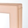 Non Full Mirror Wooden Leather Wall Mounted Three-Layer Shelf With Inner Mirror; Jewelry Storage Mirror Cabinet - Peach