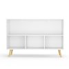 Kids bookcase with Collapsible Fabric Drawers; Children's Book Display; Toy Storage Cabinet Organizer; White/Pink