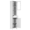 Modern Tower Tall Storage Cabinet with Doors & Drawer Wooden Floor Cabinet Home Furniture White