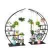 Artisasset 5 Layers Semicircle Iron Wood Suitable For Garden Balcony Patio Lawn Home Decoration Plant Stand Flower Pot Stand Iron Flower Stand Black