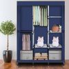 71" Portable Closet Wardrobe Clothes Rack Storage Organizer with Shelf Navy RT