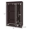 67" Portable Clothes Closet Wardrobe with Non-woven Fabric and Hanging Rod Quick and Easy to Assemble Dark Brown RT