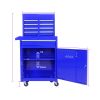 Detachable 4 Drawer Tool Chest with Bottom Cabinet and one Adjustable Shelf--Blue