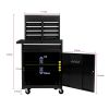 Detachable 4 Drawer Tool Chest with Bottom Cabinet and one Adjustable Shelf--Black