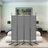 6FT 4-Fold Top With Shape 160g Polyester Cloth Plastic Feet Carbon Steel Frame Foldable Screen Gray