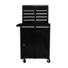 Detachable 4 Drawer Tool Chest with Bottom Cabinet and one Adjustable Shelf--Black