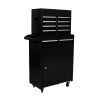 Detachable 4 Drawer Tool Chest with Bottom Cabinet and one Adjustable Shelf--Black