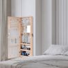 Non Full Mirror Wooden Leather Wall Mounted Three-Layer Shelf With Inner Mirror; Jewelry Storage Mirror Cabinet - Peach