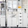 Modern Tower Tall Storage Cabinet with Doors & Drawer Wooden Floor Cabinet Home Furniture White