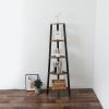 Corner Shelf, 5-Tier Bookshelf, Plant Stand, Wood Look Accent Bookcase Furniture with Metal Frame, for Home and Office, Rustic Brown RT