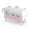 Kids bookcase with Collapsible Fabric Drawers; Children's Book Display; Toy Storage Cabinet Organizer; White/Pink