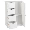 Single Door Bathroom Storage Cabinet with 4 Drawers White