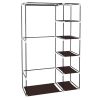 67" Portable Clothes Closet Wardrobe with Non-woven Fabric and Hanging Rod Quick and Easy to Assemble Dark Brown RT