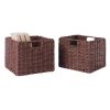 Tessa 2-Pc Woven Rope Basket Set; Foldable; Walnut