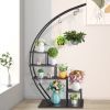 Artisasset 5 Layers Semicircle Iron Wood Suitable For Garden Balcony Patio Lawn Home Decoration Plant Stand Flower Pot Stand Iron Flower Stand Black