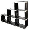 Multifunctional Assembled 3 Tiers 6 Compartments Storage Shelf Black