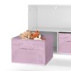 Kids bookcase with Collapsible Fabric Drawers; Children's Book Display; Toy Storage Cabinet Organizer; White/Pink