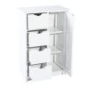 Pure White Wood Floor Storage Organizer Cabinet with 4 Drawers and 1 Door Cabinet 3 Shelves