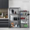 Black 4-Tier Rolled Wire Garage Storage Shelving Unit (36"W x 77"H x 18"D)