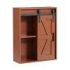 Wood wall-mounted storage cabinet; 5-layer toilet bathroom storage cabinet; multifunctional cabinet with adjustable door; chocolate brown