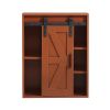 Wood wall-mounted storage cabinet; 5-layer toilet bathroom storage cabinet; multifunctional cabinet with adjustable door; chocolate brown