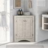 White Marble Triangle Bathroom Storage Cabinet with Adjustable Shelves; Freestanding Floor Cabinet for Home Kitchen