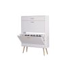 Shoe Cabinet; 16 Pair Shoe Rack Storage Organizer with 2 Flip Drawers; White Entryway Shoe Storage Cabinet for Heels; Boots; Slippers (White)