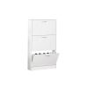 Shoe Cabinet for Entryway; White Narrow Shoe Storage Cabinet Flip Down Shoe Rack Wood 3 Tier Shoe Organizer for Home and Apartment