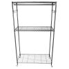 Double Rod Closet 3 Shelves Wire Shelving Clothing Rolling Rack Heavy Duty Garment Rack with Wheels and Side Hooks RT