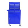 Detachable 4 Drawer Tool Chest with Bottom Cabinet and one Adjustable Shelf--Blue