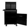 Detachable 4 Drawer Tool Chest with Bottom Cabinet and one Adjustable Shelf--Black