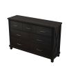 Rustic Farmhouse Style Solid Pine Wood Seven-Drawer Dresser for Living Room, Bedroom, Coffee