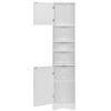 Multi-Functional Corner Cabinet Tall Bathroom Storage Cabinet with Two Doors and Adjustable Shelves; Open Shelf; White