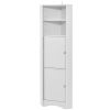 Tall Bathroom Corner Cabinet; Freestanding Storage Cabinet with Doors and Adjustable Shelves; MDF Board; White