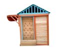 Eco-friendly Outdoor Wooden 4-in-1 Game House for kids garden playhouse with different games on every surface; Solid wood; 61.4"Lx45.98'Wx64.17H