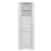 Tall Bathroom Corner Cabinet; Freestanding Storage Cabinet with Doors and Adjustable Shelves; MDF Board; White