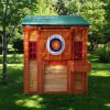 Eco-friendly Outdoor Wooden 4-in-1 Game House for kids garden playhouse with different games on every surface; Solid wood; 61.4"Lx45.98'Wx64.17H