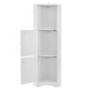 Tall Bathroom Corner Cabinet; Freestanding Storage Cabinet with Doors and Adjustable Shelves; MDF Board; White