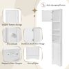 Multi-Functional Corner Cabinet Tall Bathroom Storage Cabinet with Two Doors and Adjustable Shelves; Open Shelf; White